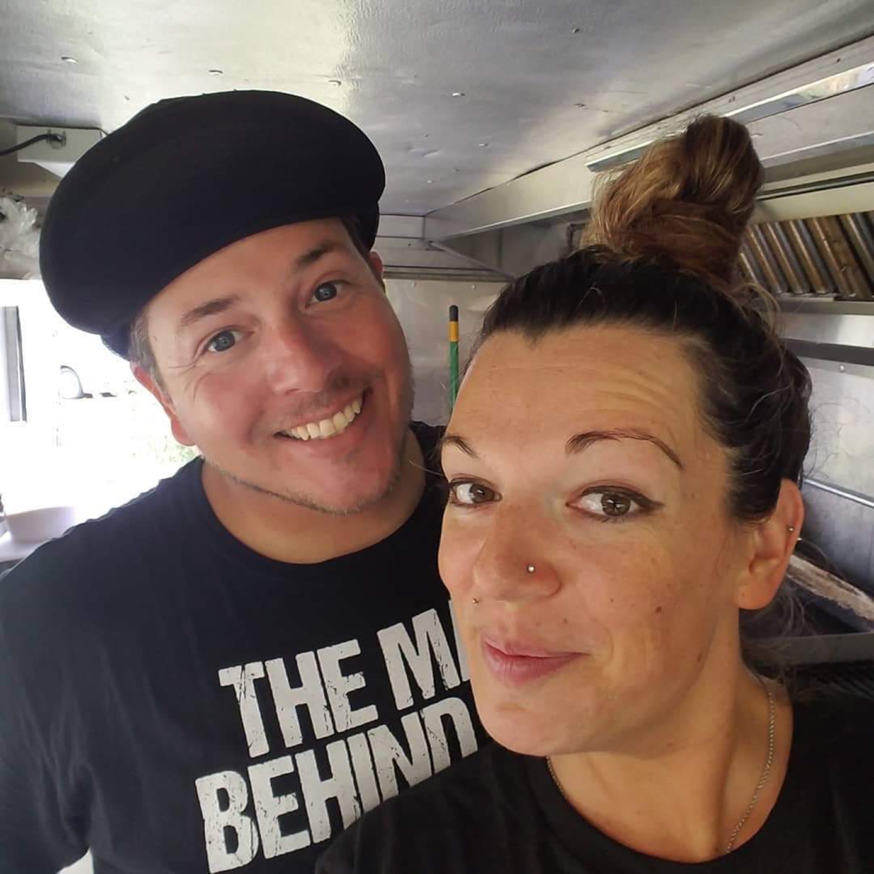 Jeff and Angie, owners of Tuesdays, inside the taco truck