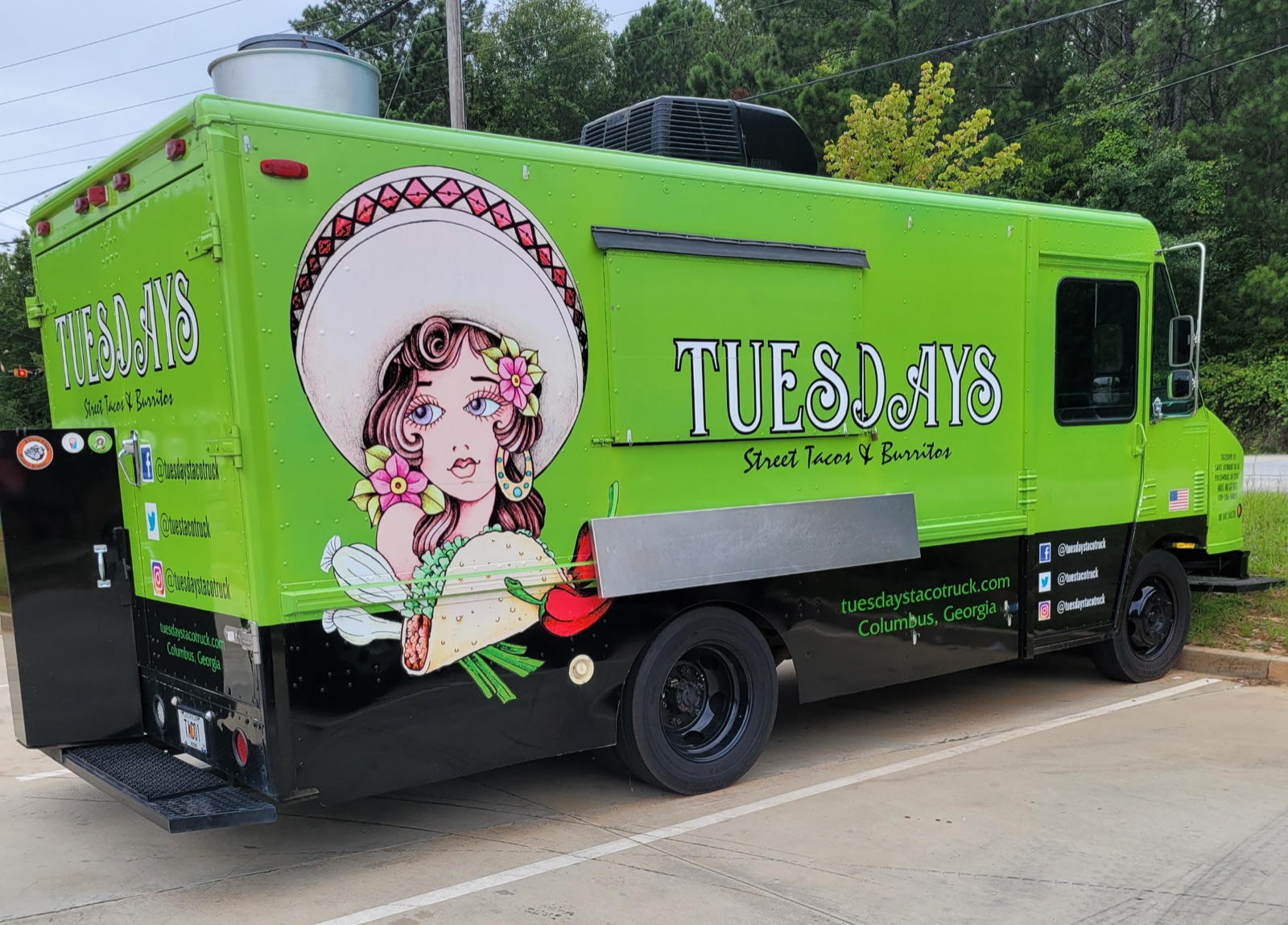 The lime green Tuesdays taco truck